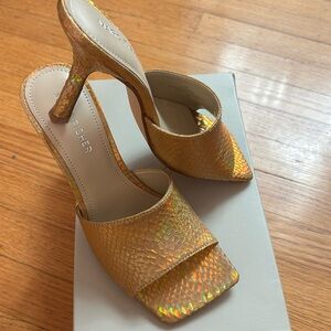 Gold slides.. vegas! Brand New!  Marc Fisher